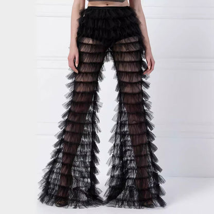 Women's Perspective Layered Mesh Flare Pants