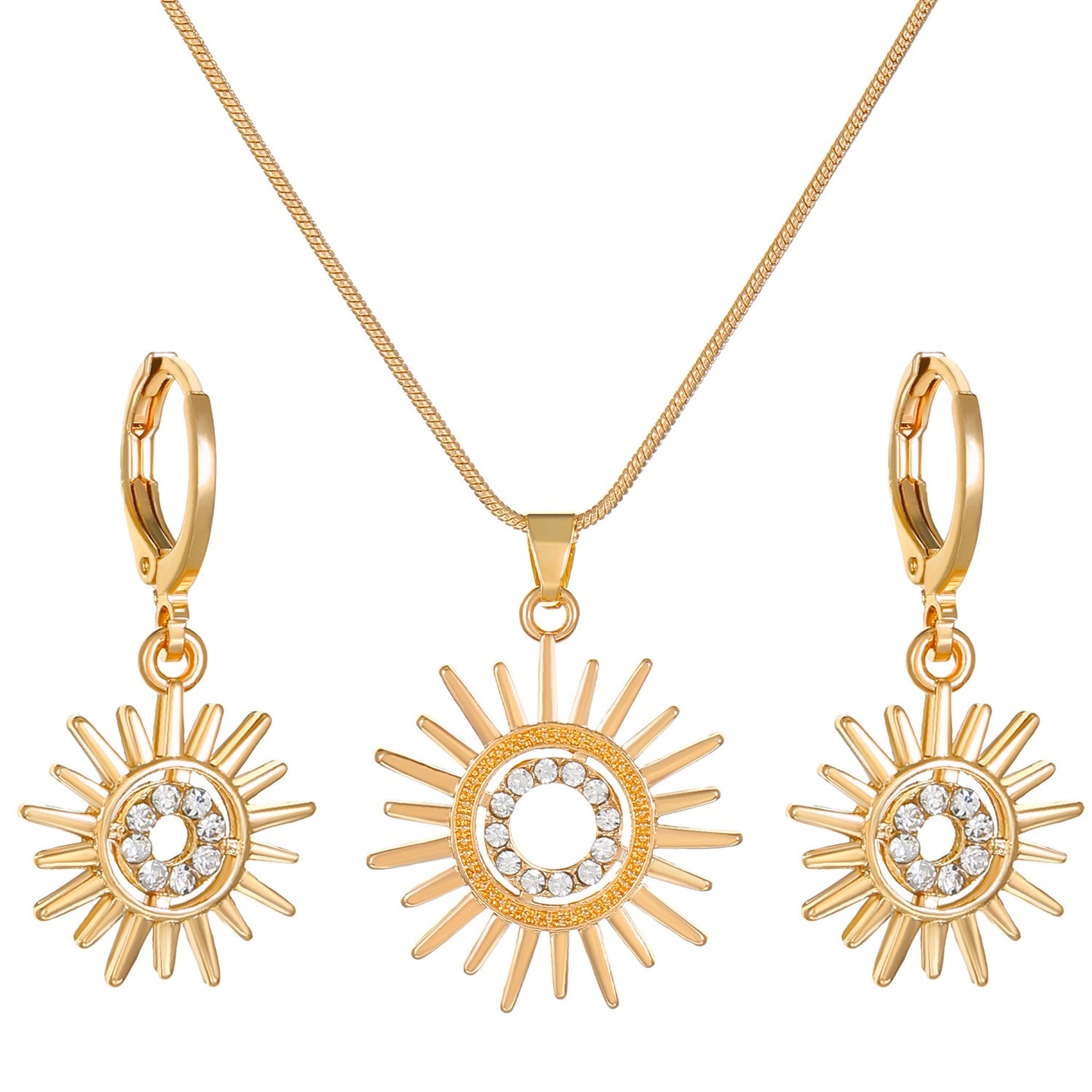 Sunflower Earrings Necklace Jewelry Suit Women