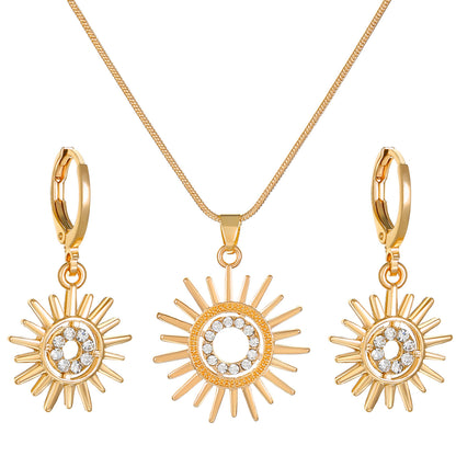 Sunflower Earrings Necklace Jewelry Suit Women