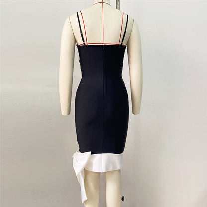 Special-interest Design Bowknot Beaded Sling Bandage Dress