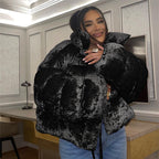 Women's Fashion Casual Slim-fit Short Stand Collar Street Shot Velvet Jacket