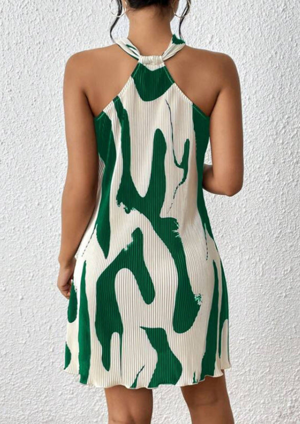 Women's Sleeveless Printed Halter Dress