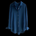 Women's Retro Fashion Satin Drape Long Sleeved Shirt