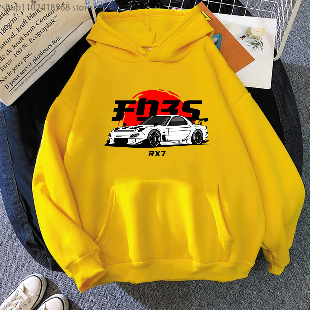 New Car Printed Cotton Hoodie Casual