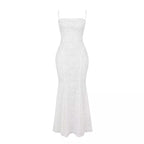 Women's Solid Color Sleeveless Sling Square Collar Backless Dress