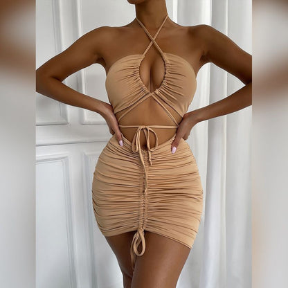 Girl Style Summer Wear Halter Spaghetti Straps Dress