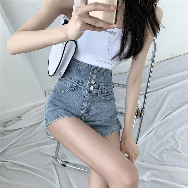 Summer High Waist Denim Rope Shorts For Women