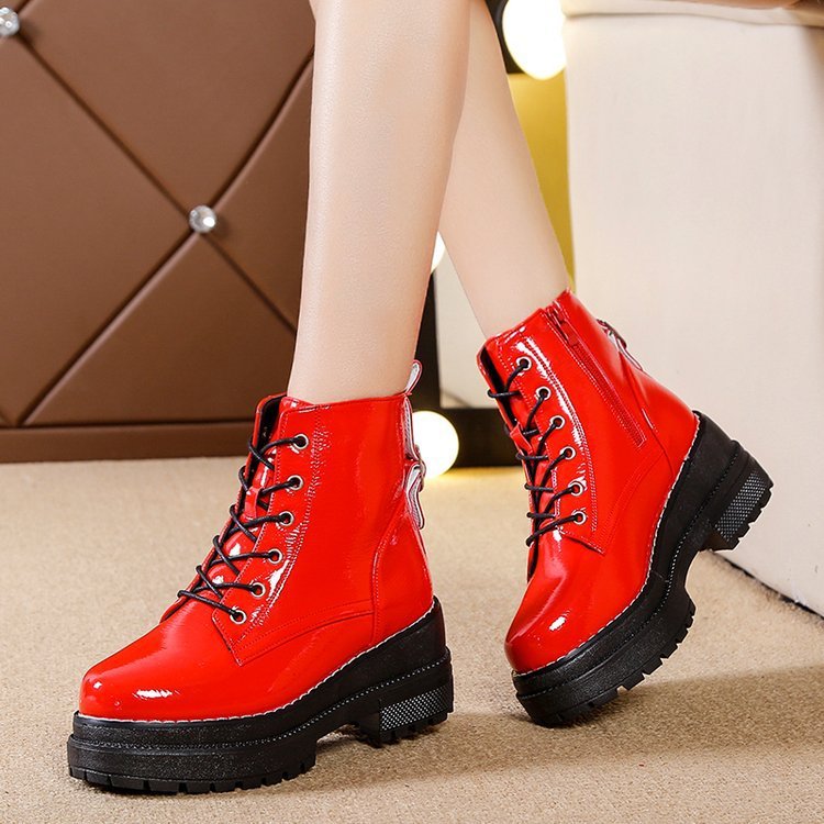 Winter New Women's Leather Boots Women Shoes Round Toe Low Heels