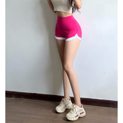 Women's Color Matching Sports Shorts High Waist Tight