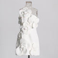 Oblique Shoulder Three-dimensional Flower Design Tight Waist High-grade Short Dress