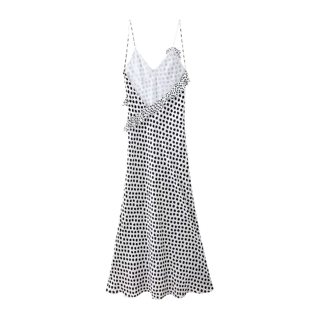 Europe And America Cross Border Women's Polka Dot Laminated Decoration Dress