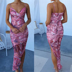 Spaghetti-strap Floral Print Dress Holiday Party Women's Clothing