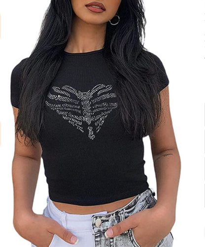 Women's Cute Graphic Print Crop Top T-Shirt