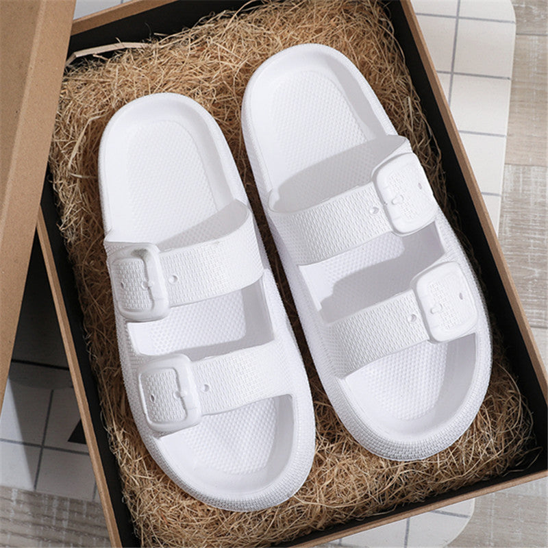 Buckle Slippers Women Outdoor Indoor Thick-soled Eva Bathroom Shoes