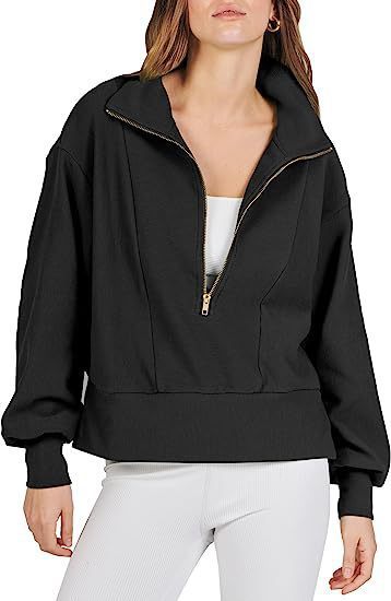 Women's Half Zipper Pullover Long Sleeve Sweater