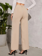 Wide Leg Draping Effect Commuter Loose Trousers