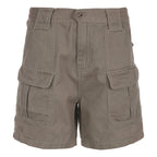 High-waisted Solid Color Multi-pocket Cargo Jean Shorts Female