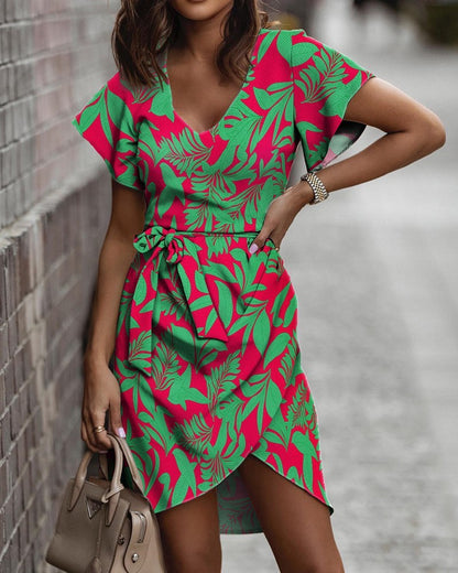 Summer Commuter Mid-waist Printing Dress