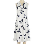 Women's Casual Leaf Waist V-neck Mid-length Dress