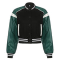 Fashion Street Women's Threaded Leather Baseball Suit Casual Jacket
