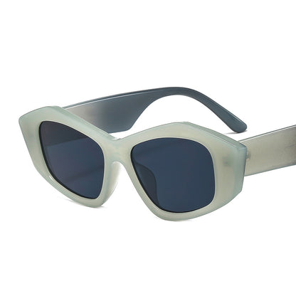 Striped Small Frame Geometry Sunglasses