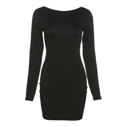 Women's Long-sleeved Sexy Backless Sheath Dress