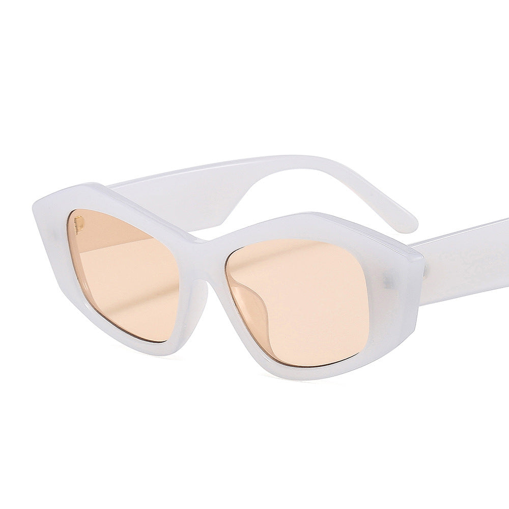 Striped Small Frame Geometry Sunglasses