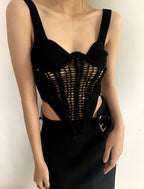 Corset Fishbone Hand Chain Link Knit Vest
