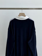 Women's Retro Contrast Color Bow Embroidered Ribbon Striped Sweater