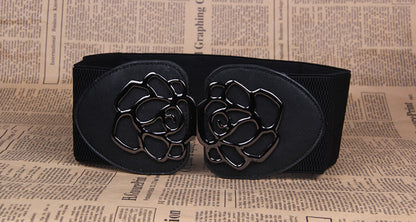 Women's Elastic Rose Buckle Tight Belts