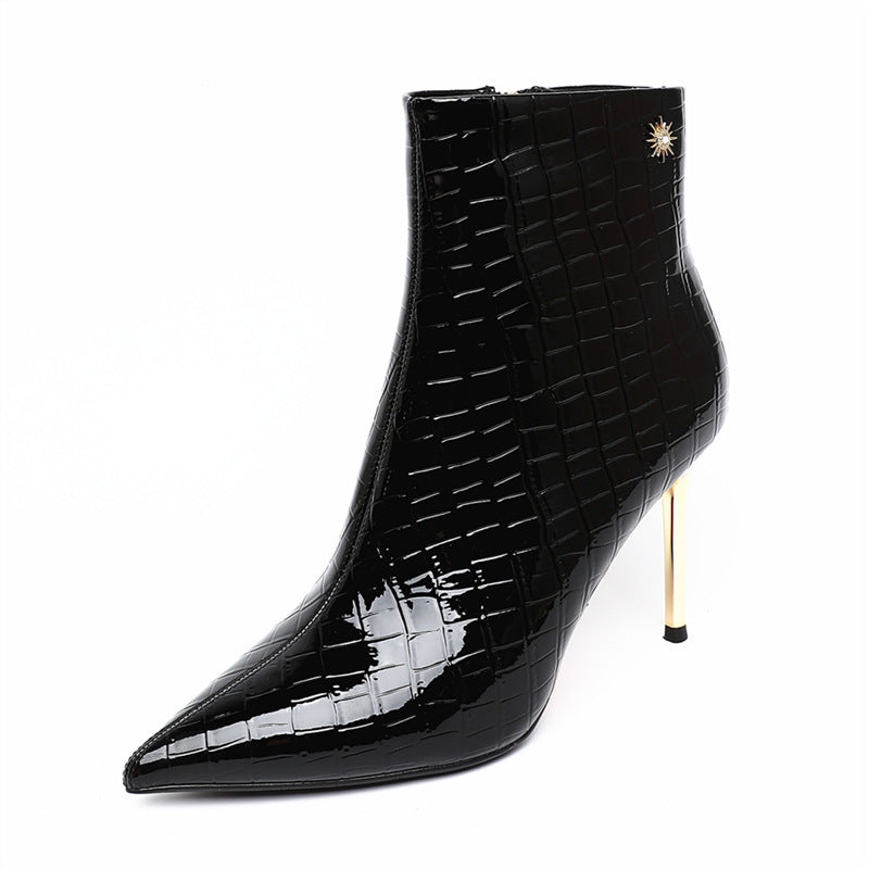 Pointed High Heels Patent Leather Stilettos