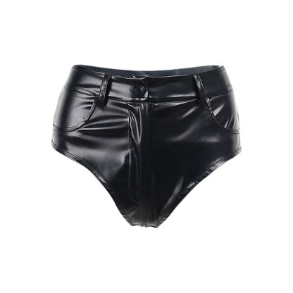 Black High Waist Stretch Shorts Tight Pants